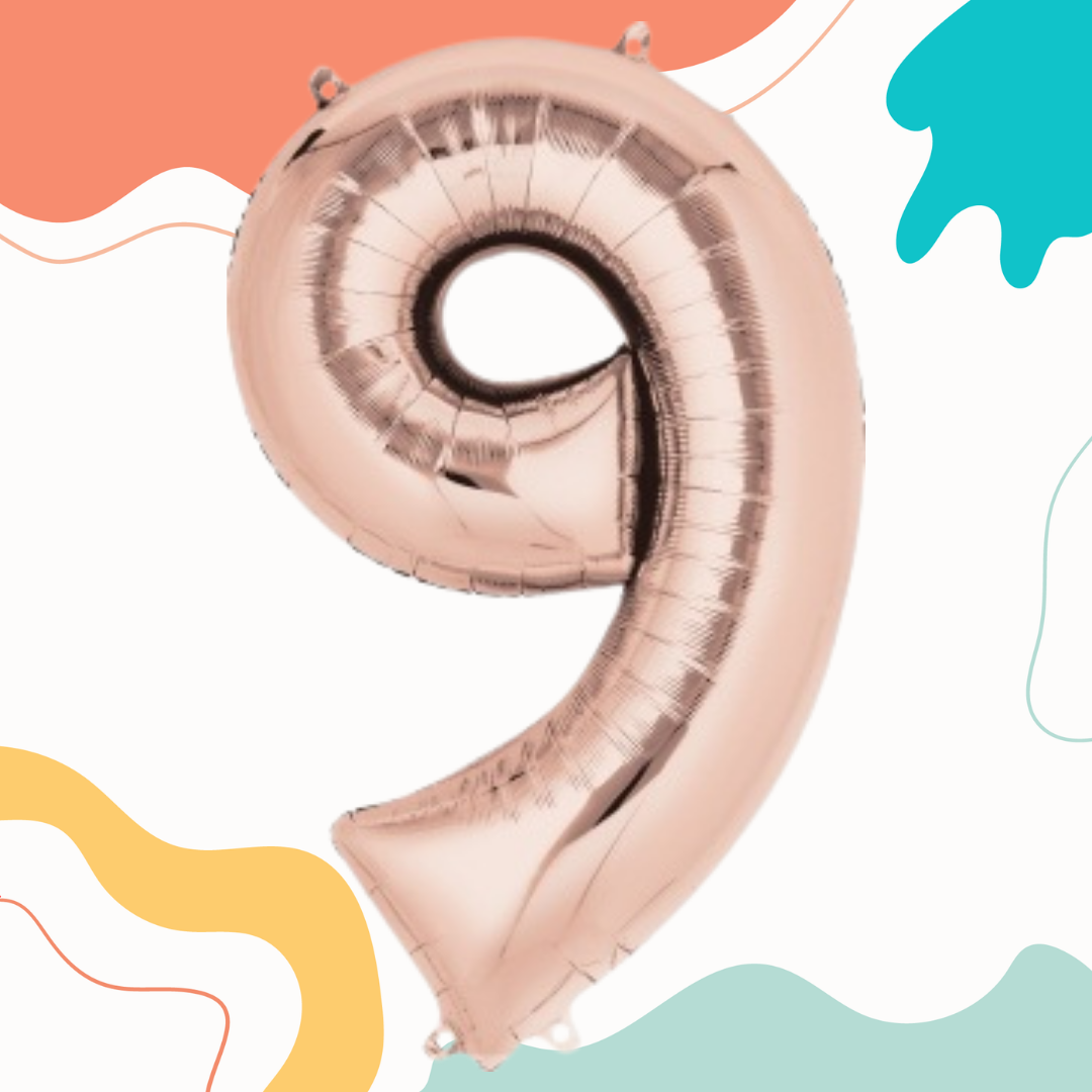 FOIL BALLOON LARGE ROSE GOLD NINE 9