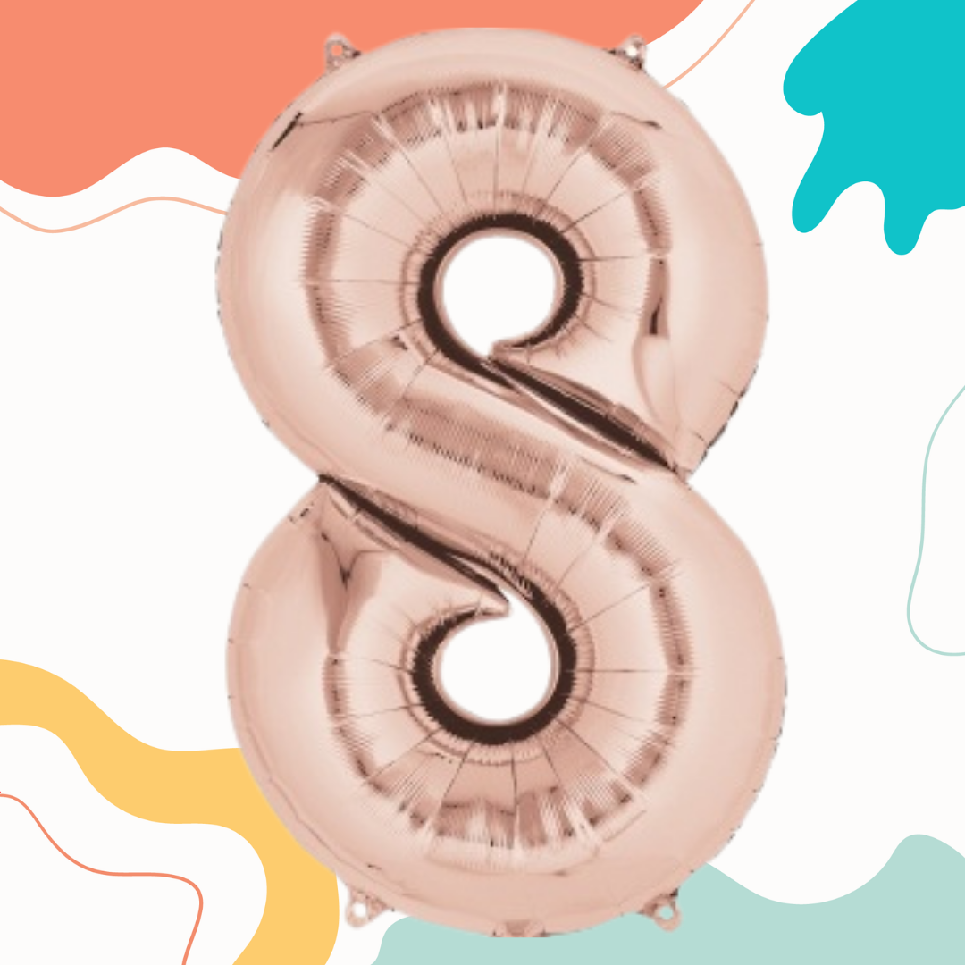 FOIL BALLOON LARGE ROSE GOLD EIGHT 8