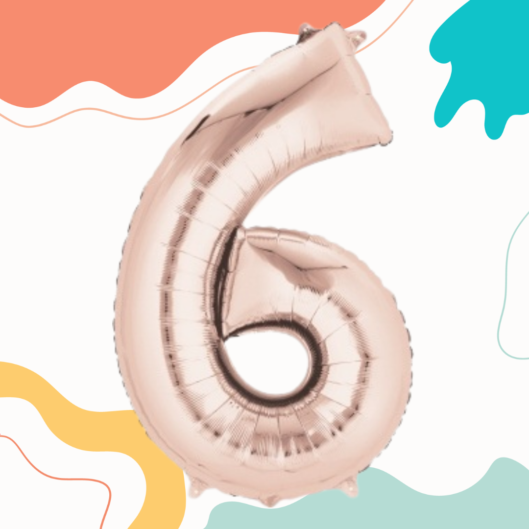 FOIL BALLOON LARGE ROSE GOLD SIX 6