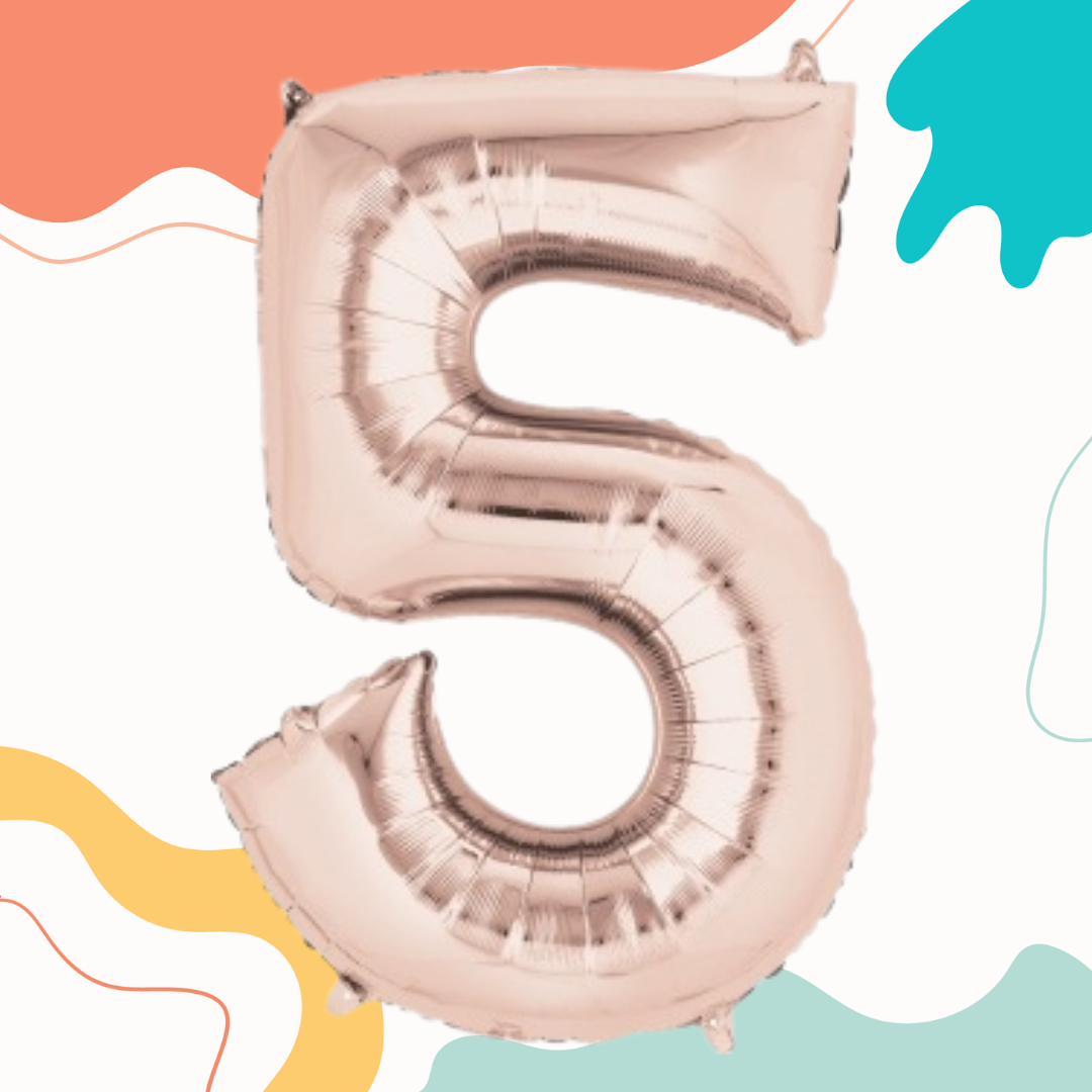 FOIL BALLOON LARGE ROSE GOLD FIVE 5