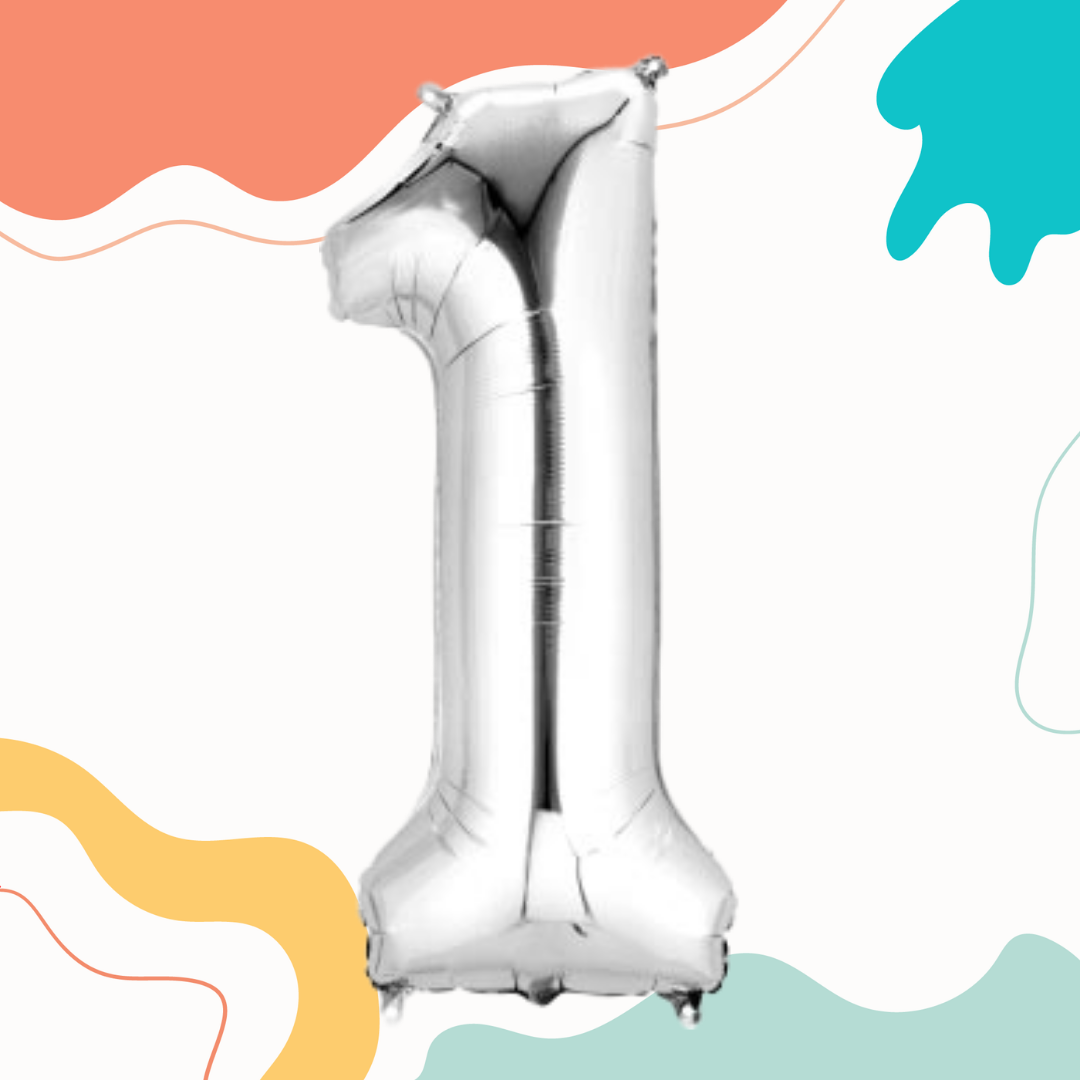 FOIL BALLOON LARGE SILVER ONE 1