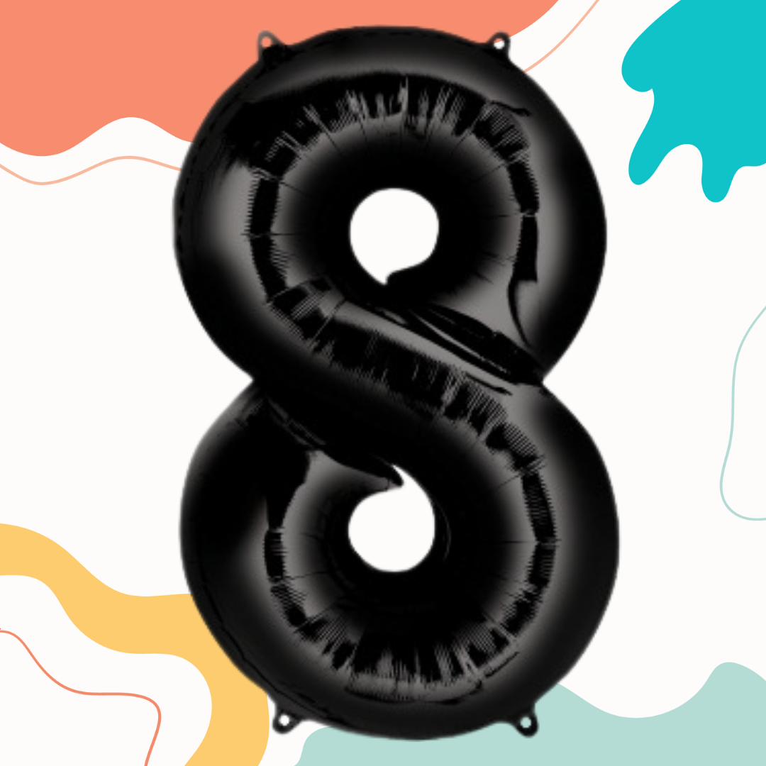 FOIL BALLOON LARGE BLACK EIGHT 8