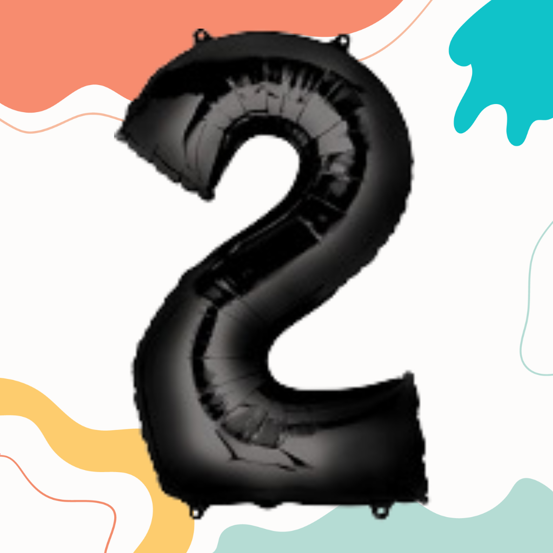 FOIL BALLOON LARGE BLACK TWO 2