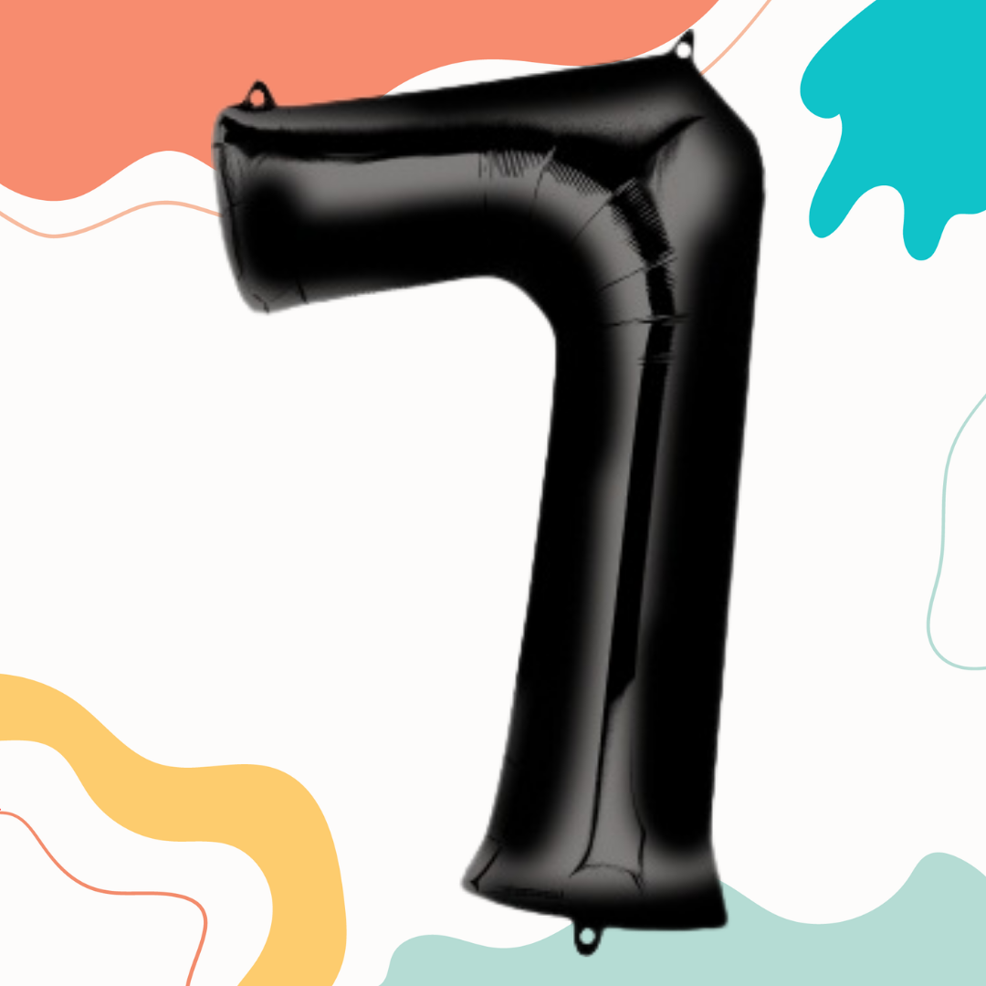 FOIL BALLOON LARGE BLACK SEVEN 7