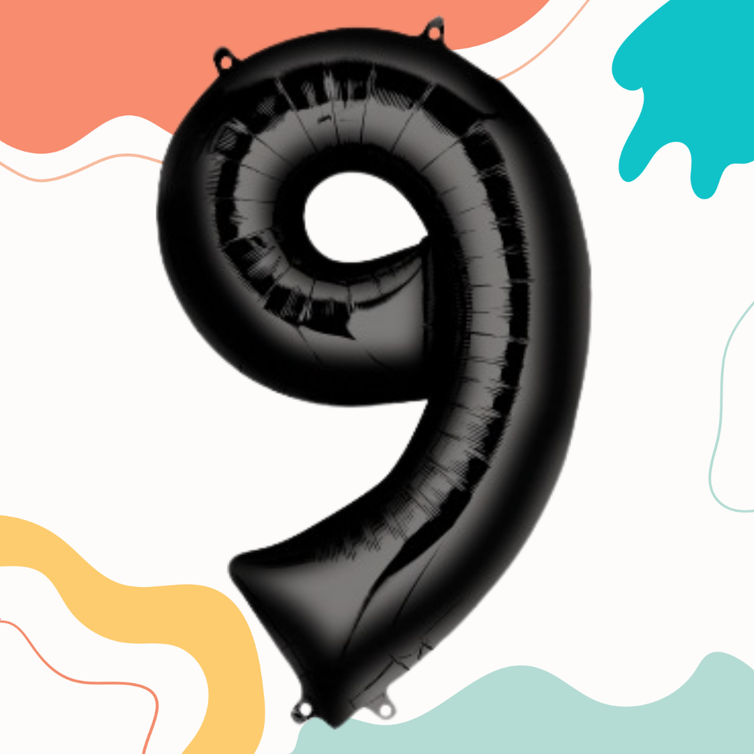 FOIL BALLOON LARGE BLACK NINE 9
