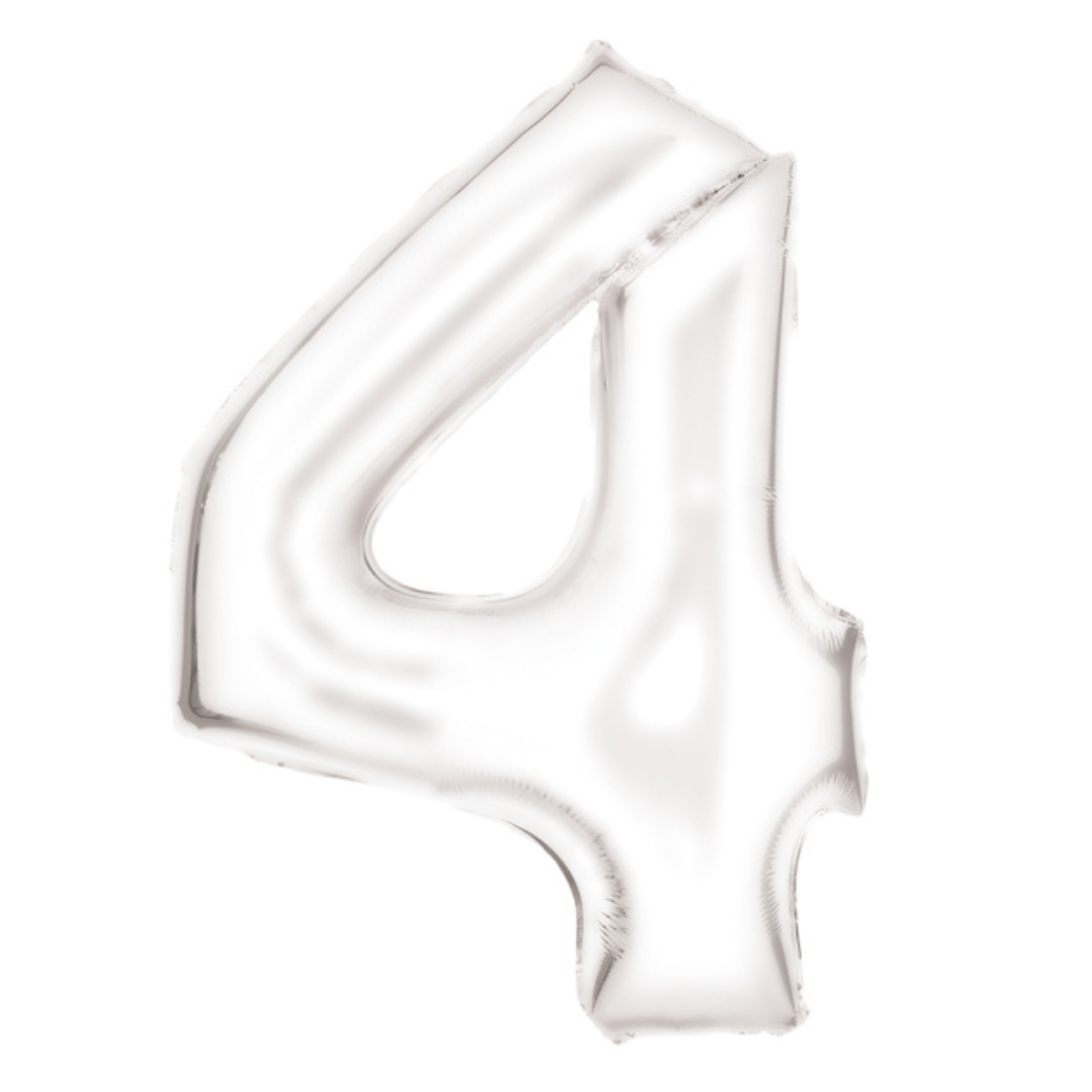 FOIL BALLOON LARGE SILK WHITE FOUR 4