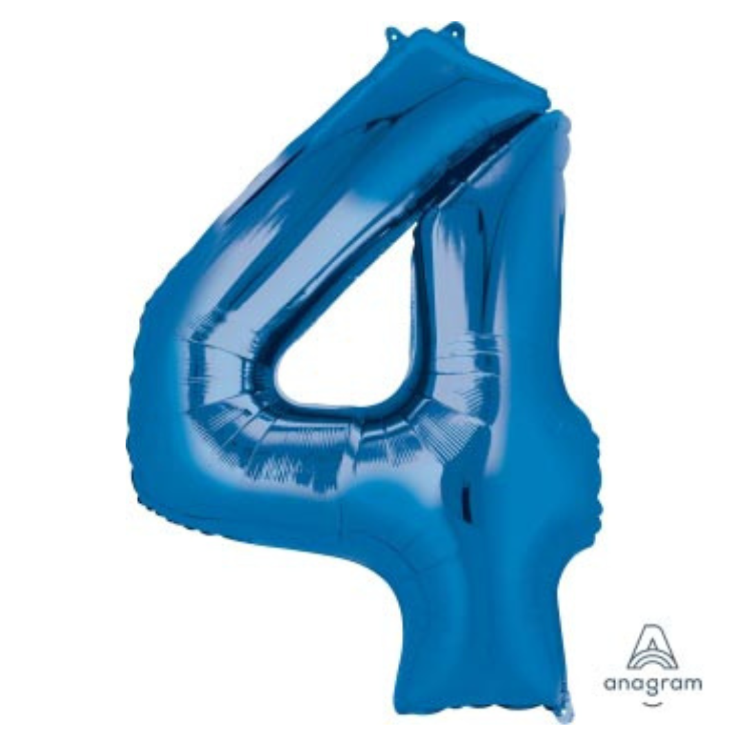 FOIL BALLOON LARGE BLUE FOUR 4
