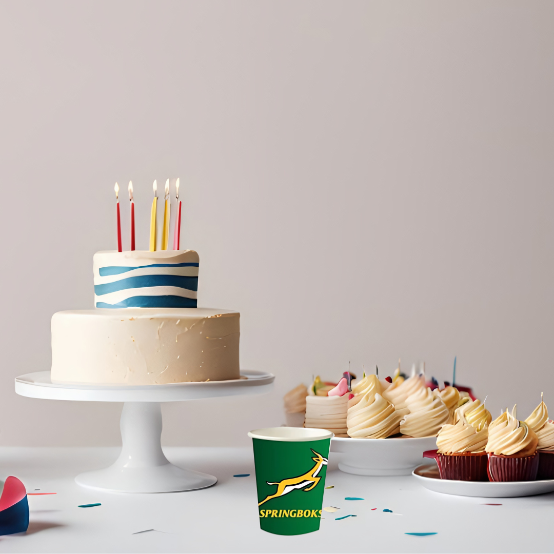 Springbok Themed Paper Cups Pack of 8