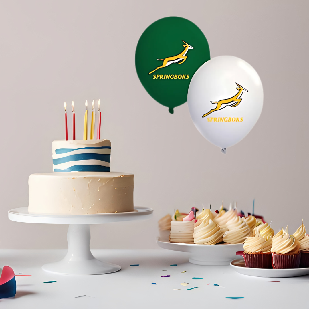 Springbok Themed Latex Balloons β 12 Inch (Pack of 10)