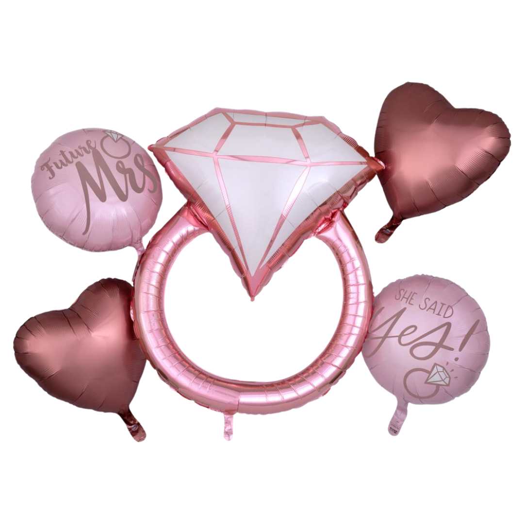 Blush Wedding Foil Balloon Bouquet - 5 Pieces