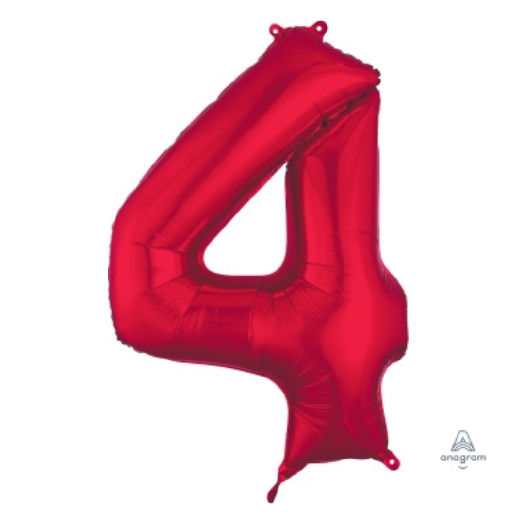 FOIL BALLOON LARGE RED FOUR 4