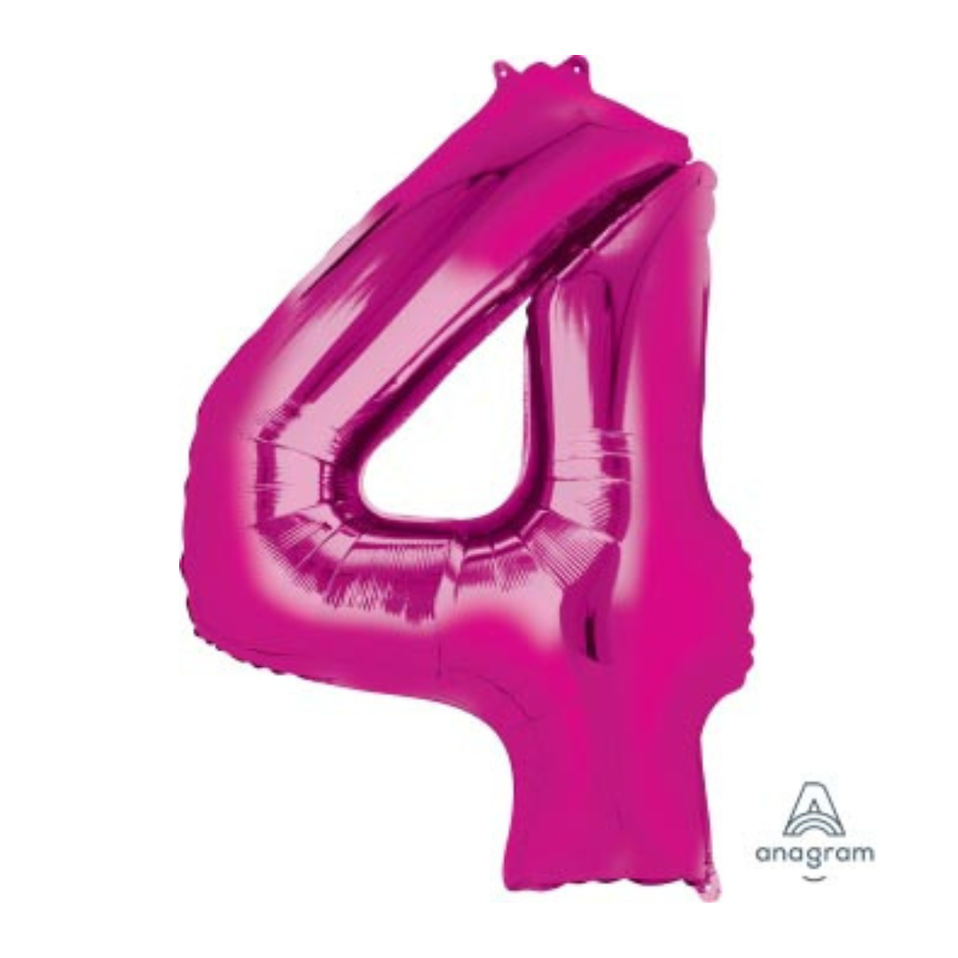 FOIL BALLOON LARGE CERISE PINK FOUR 4