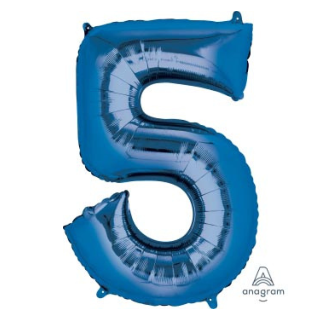 FOIL BALLOON LARGE BLUE FIVE 5