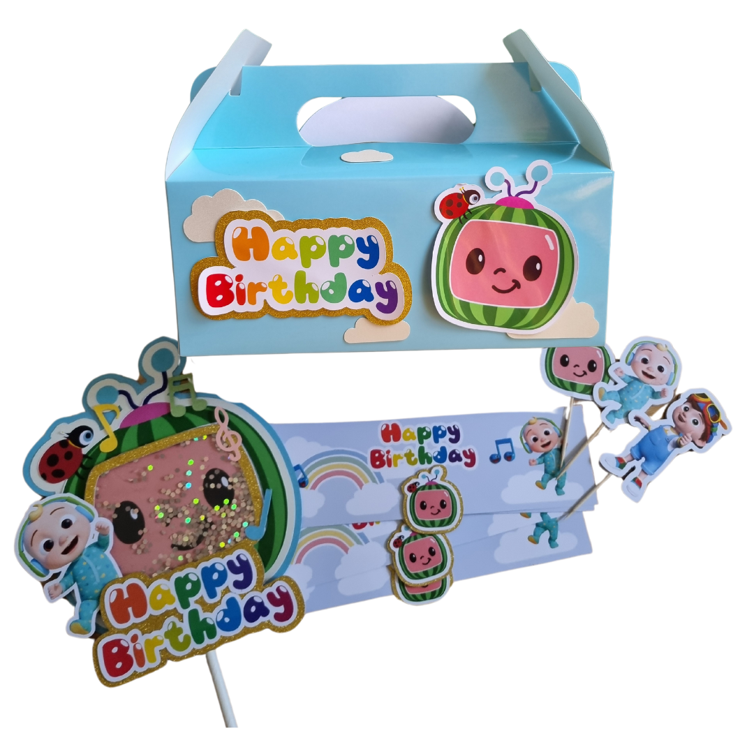 Cocomelon Themed Rainbow Balloon Garland Kit Number 3 with Party Decor Blue