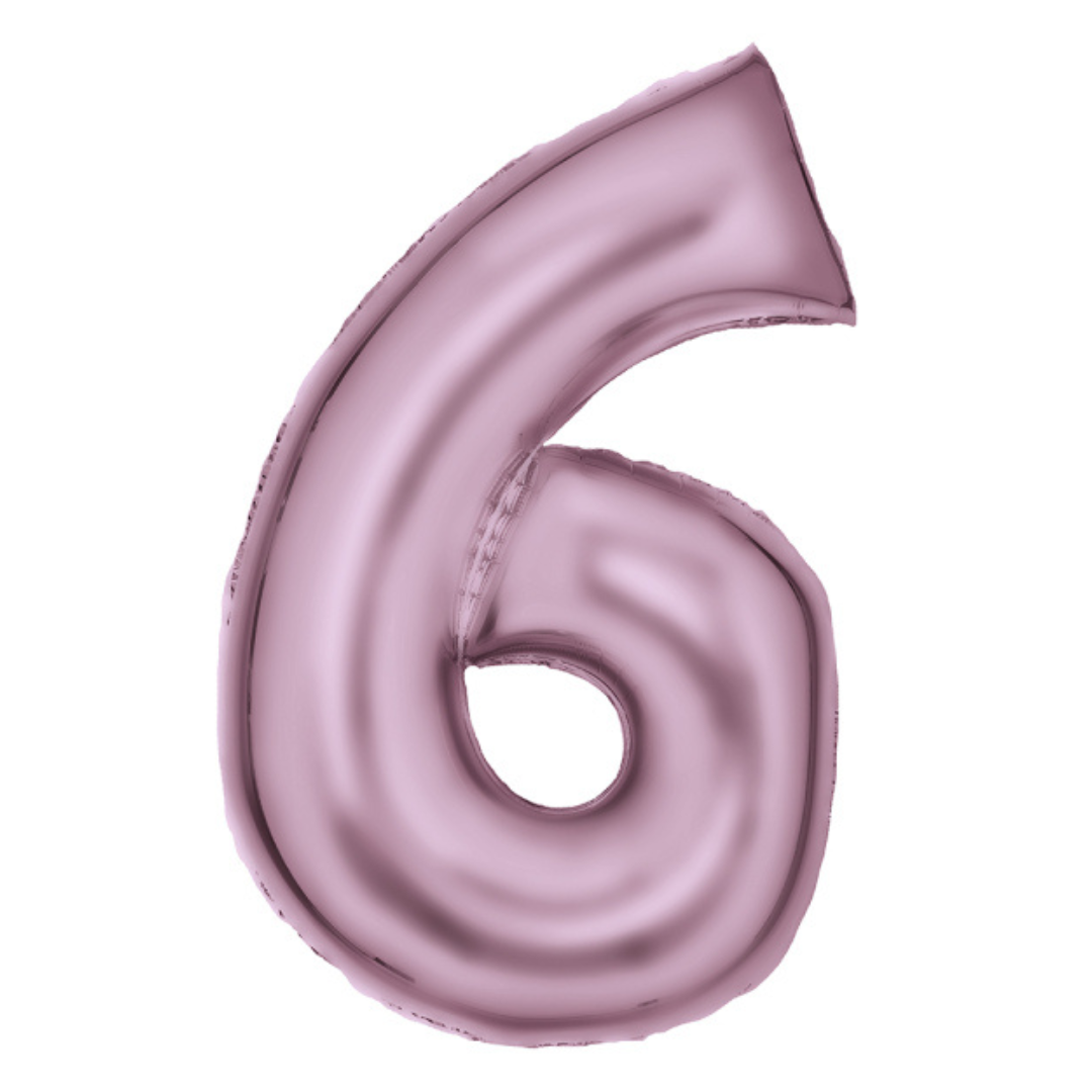 FOIL BALLOON LARGE PASTEL PINK SIX 6