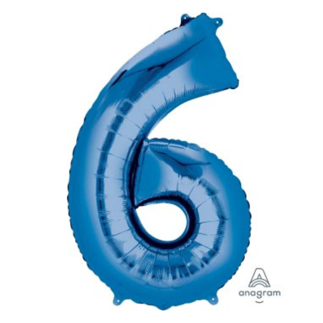 FOIL BALLOON LARGE BLUE SIX 6