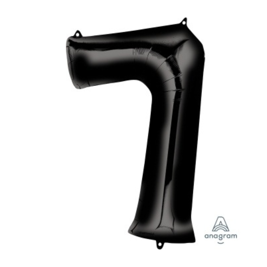 FOIL BALLOON LARGE BLACK SEVEN 7