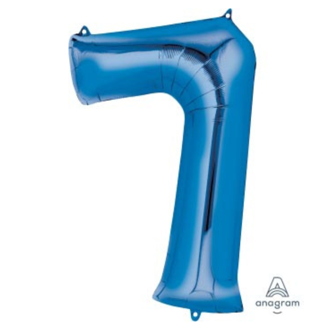 FOIL BALLOON LARGE BLUE SEVEN 7