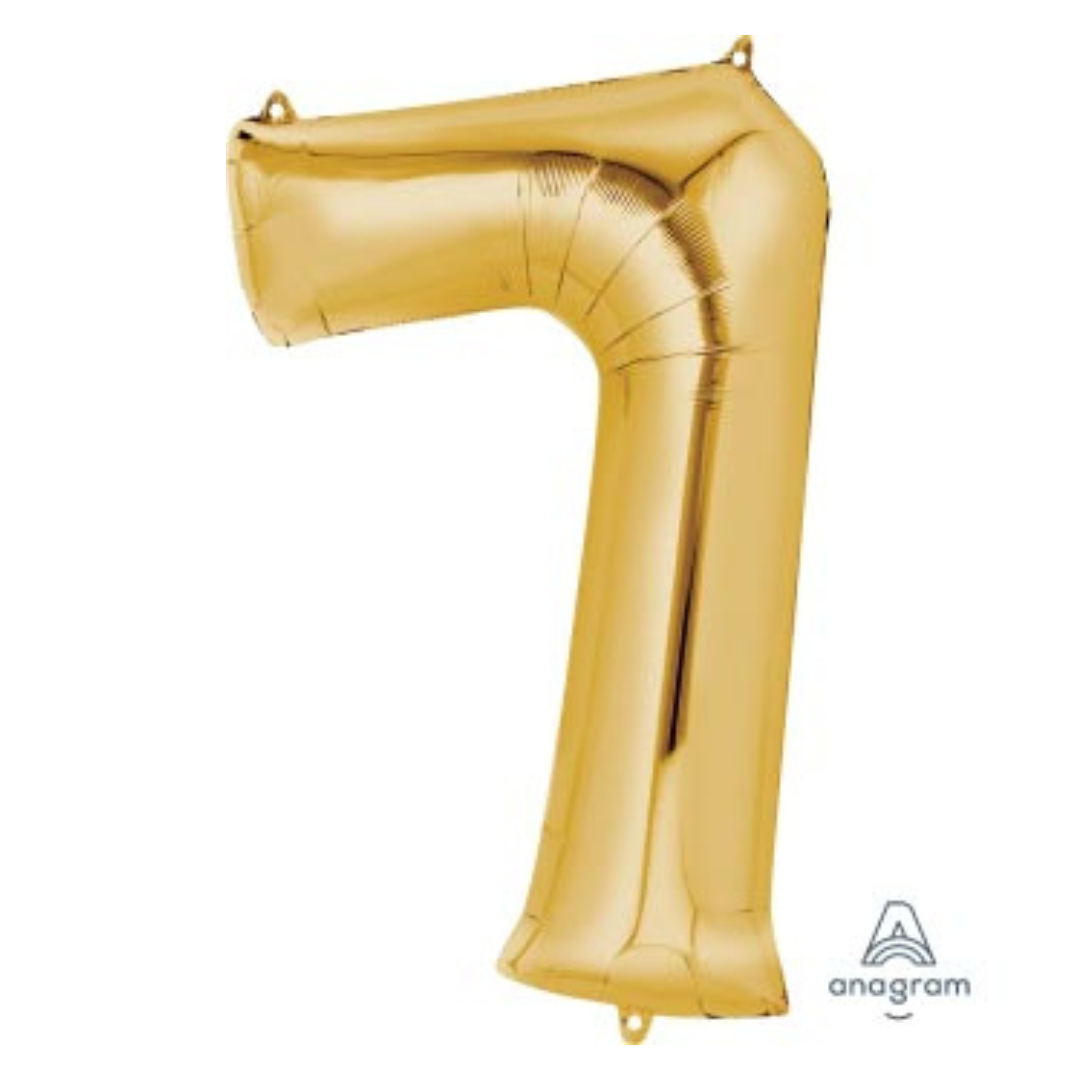 FOIL BALLOON LARGE YELLOW GOLD SEVEN 7