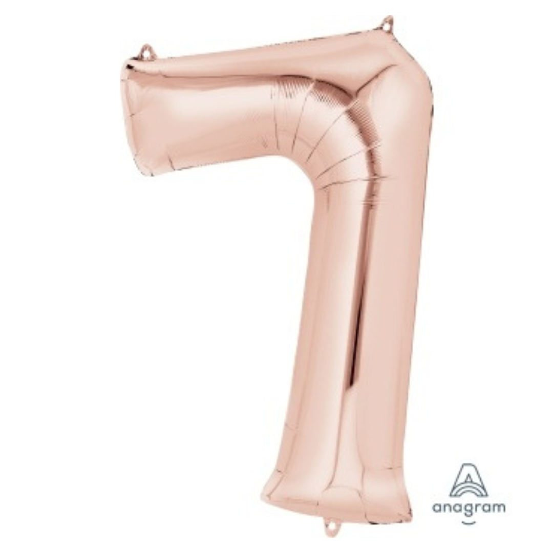 FOIL BALLOON LARGE ROSE GOLD SEVEN 7