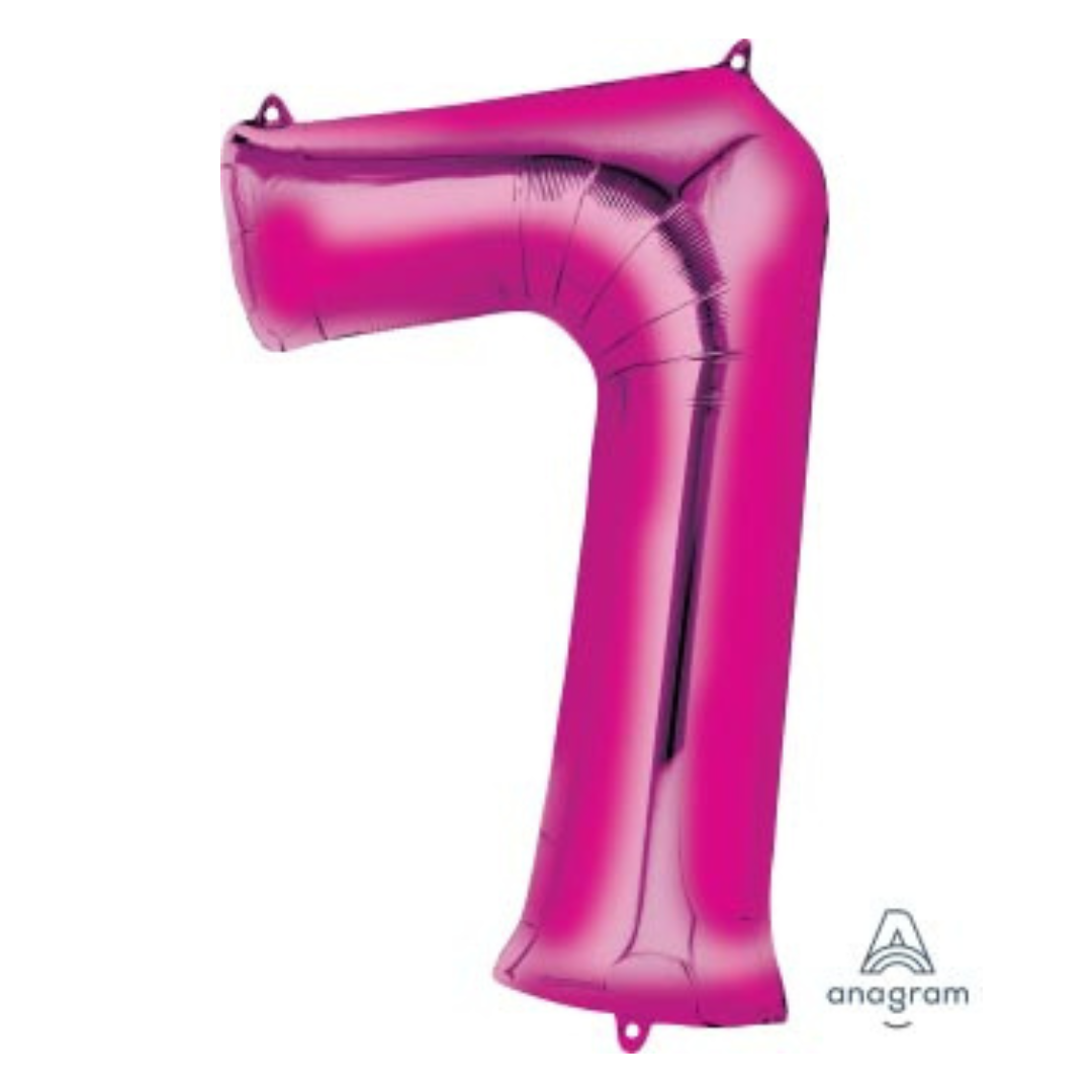 FOIL BALLOON LARGE CERISE PINK SEVEN 7