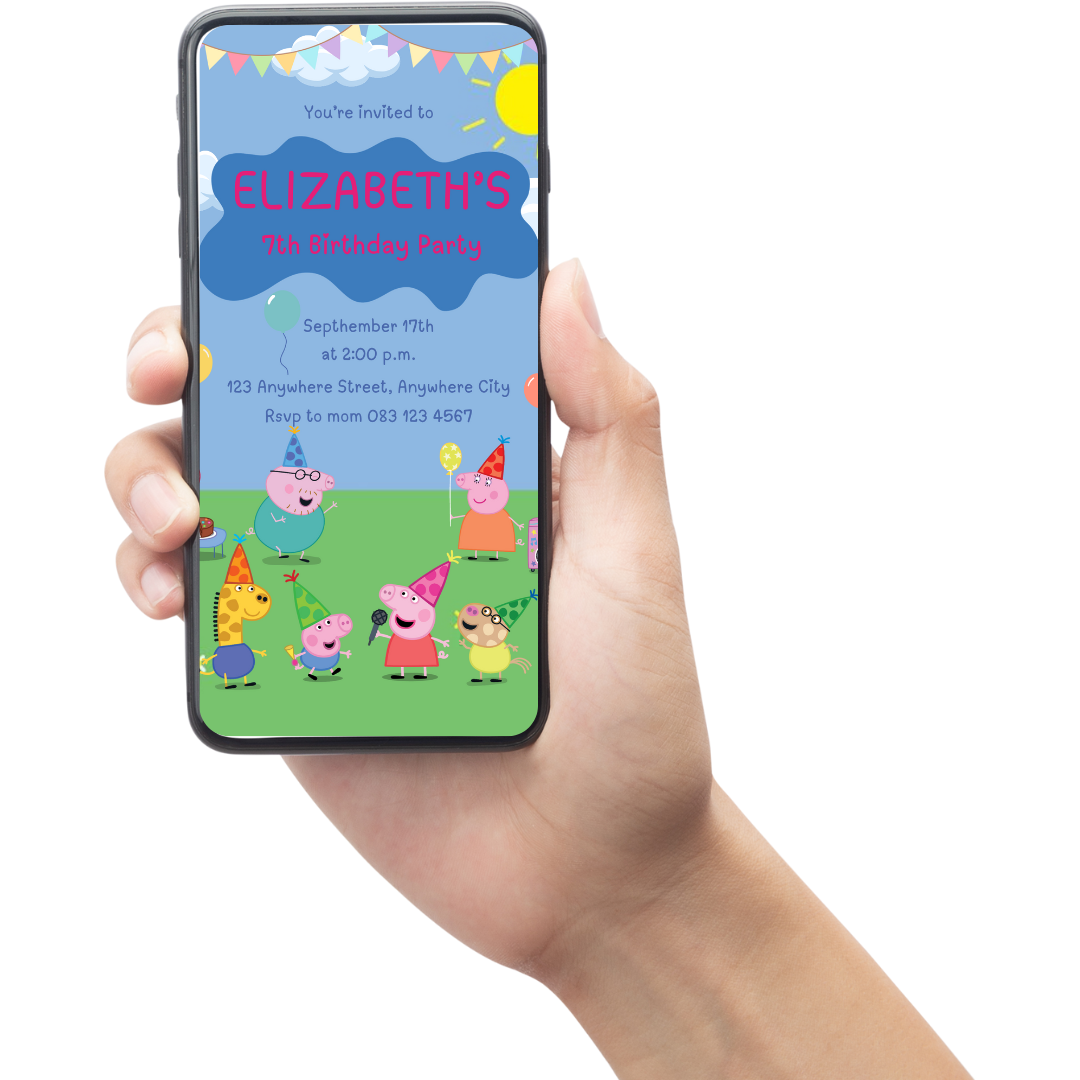 Digital Invite Peppa Pig Blue
