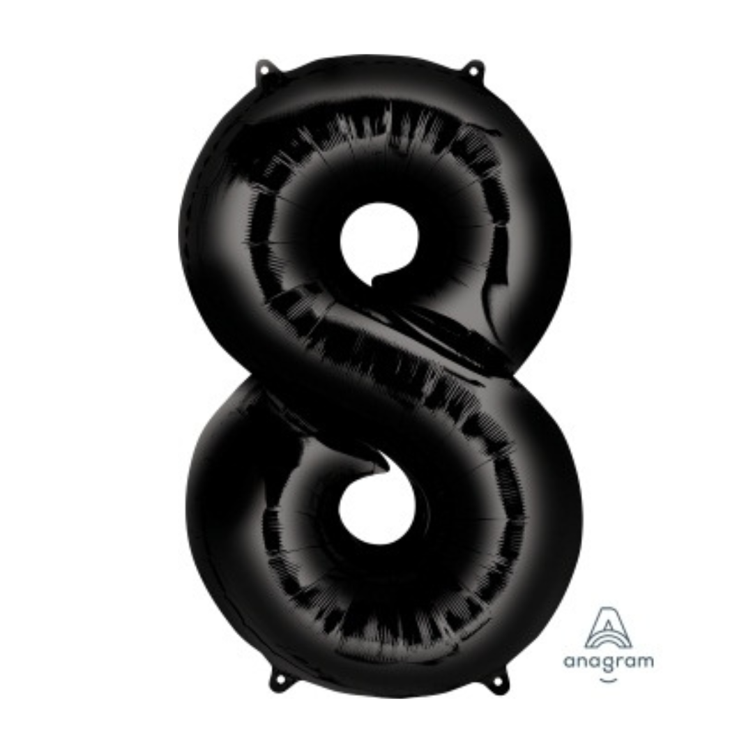 FOIL BALLOON LARGE BLACK EIGHT 8
