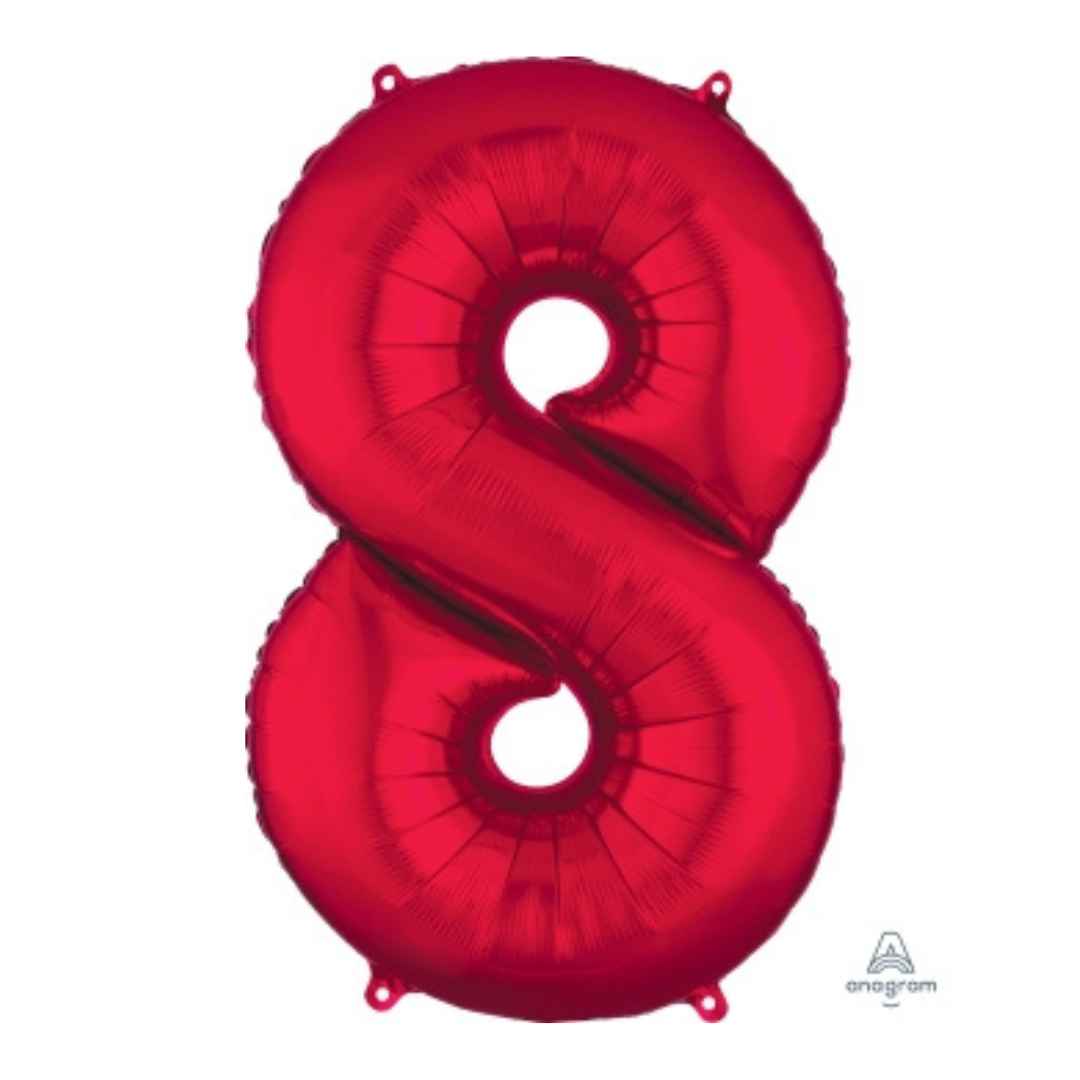 FOIL BALLOON LARGE RED EIGHT 8