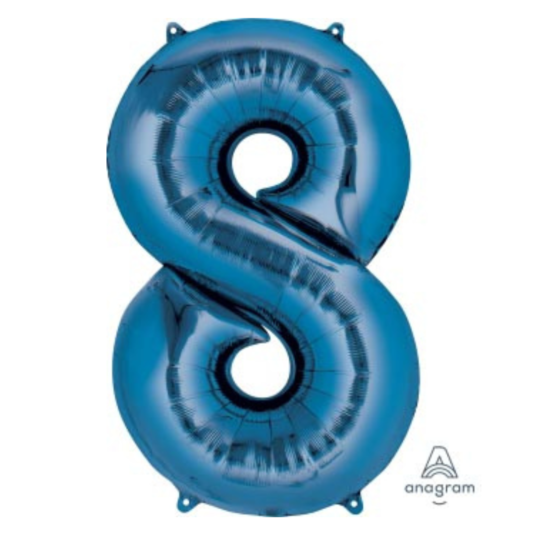 FOIL BALLOON LARGE BLUE EIGHT 8