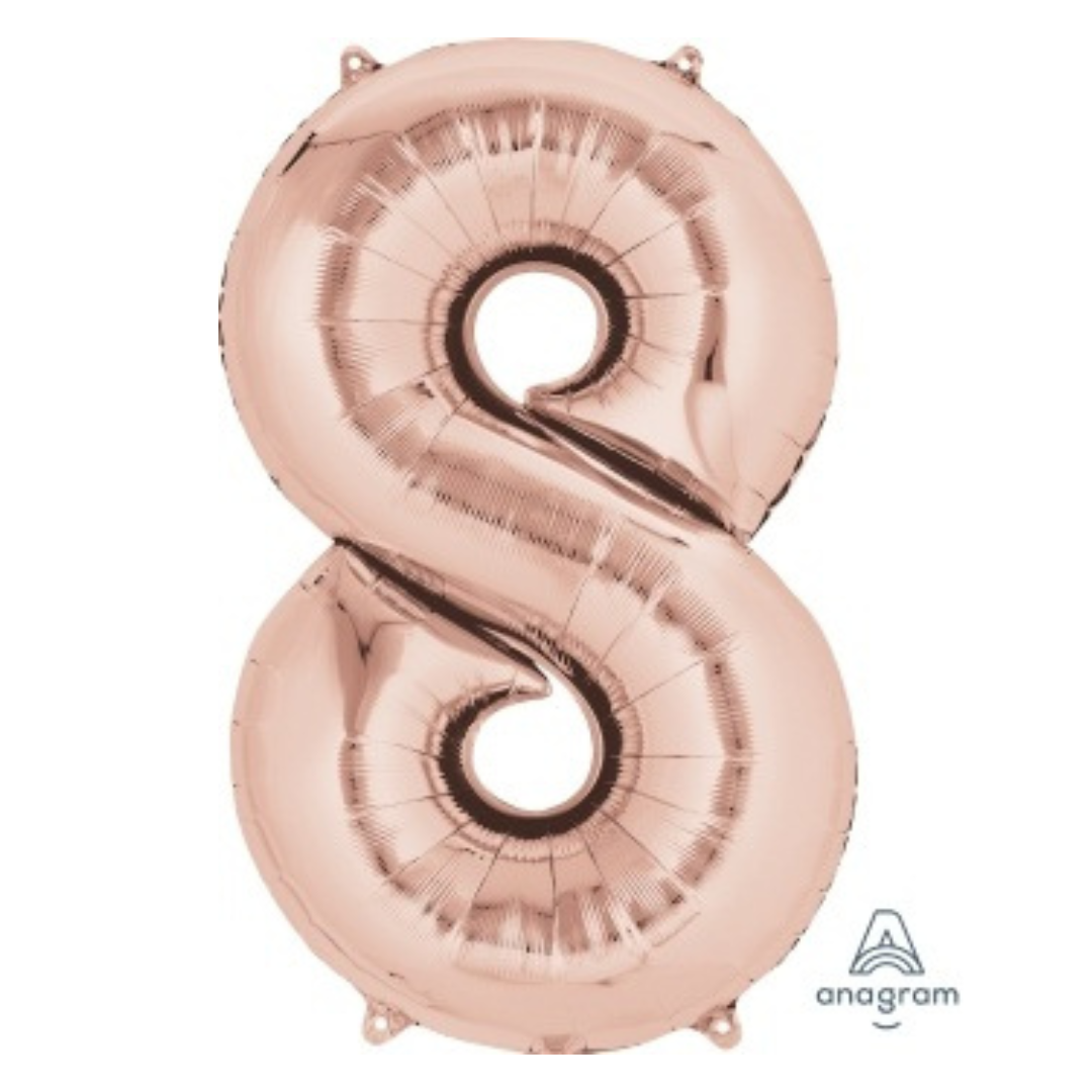 FOIL BALLOON LARGE ROSE GOLD EIGHT 8