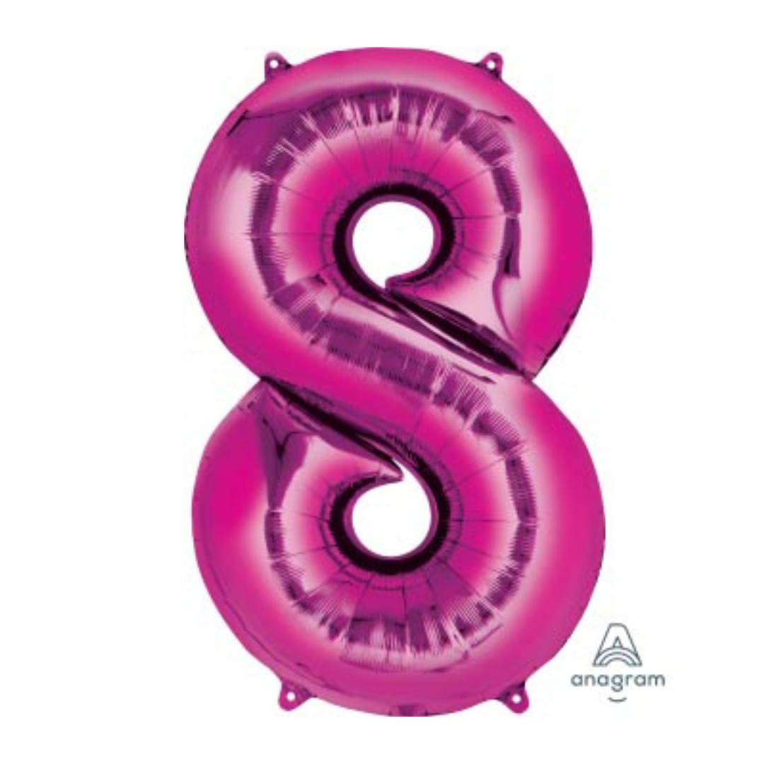 FOIL BALLOON LARGE CERISE PINK EIGHT 8