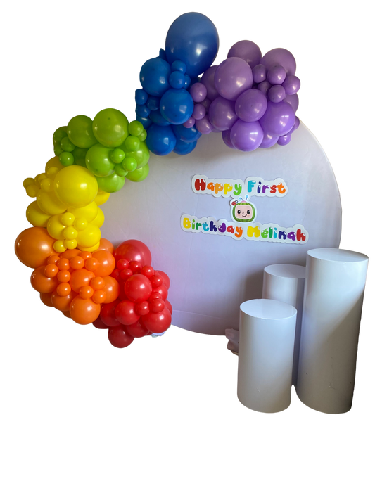 COCOMELON DECOR V2 Round Backdrop Balloon Garland and Plinths