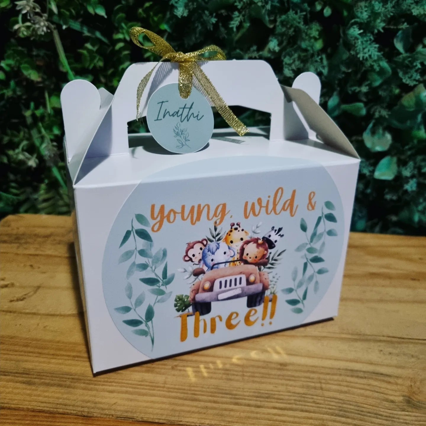YOUNG, WILD AND FREE PARTY PACK 5 BOXES only, personalized kiddies birthday party themed decor party boxes customized