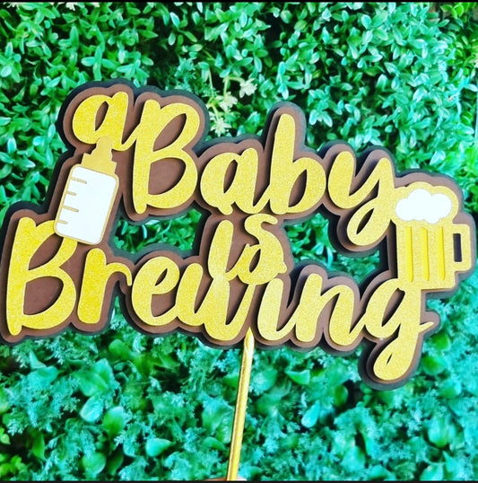 BABY IS BREWING CAKE TOPPER Personalized Cake Toppers South Africa