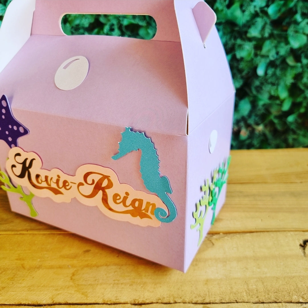 MERMAID PARTY PACK 5 BOXES only, personalized kiddies birthday party themed decor party boxes customized