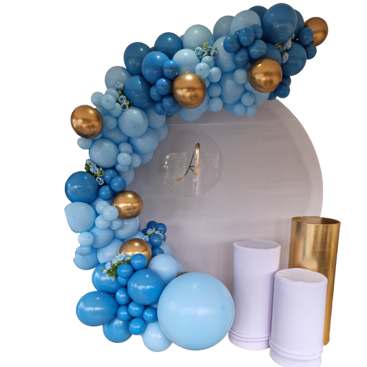 BASIC ROUND BACKDROP Balloon Garland and Plinths