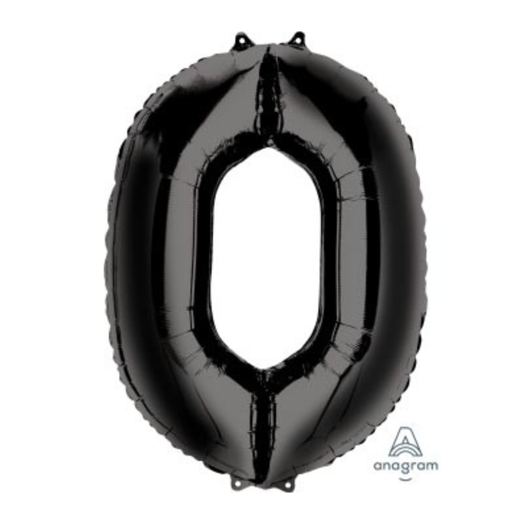 FOIL BALLOON LARGE BLACK ZERO 0