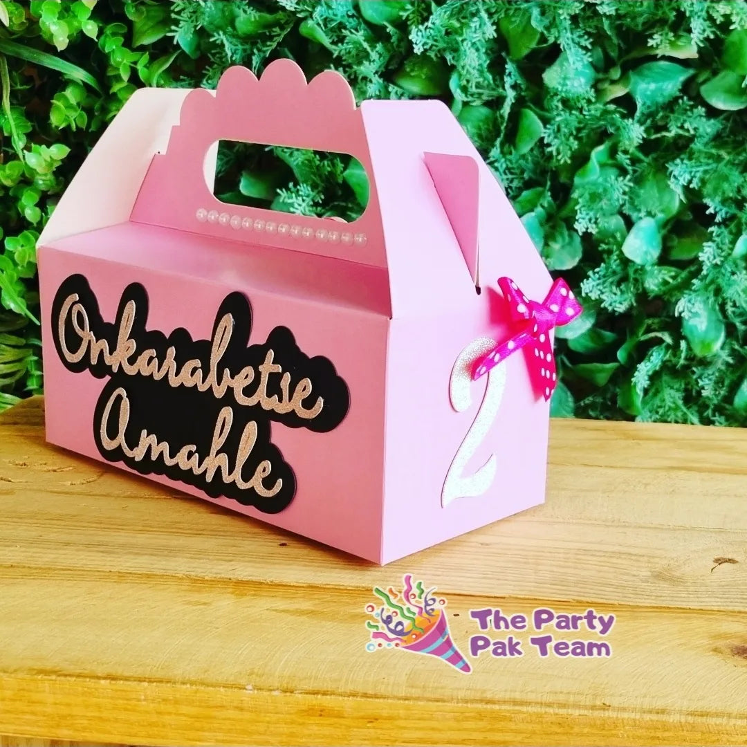 MINNIE MOUSE PARTY PACK 5 BOXES only, personalized kiddies birthday party themed decor party boxes customized