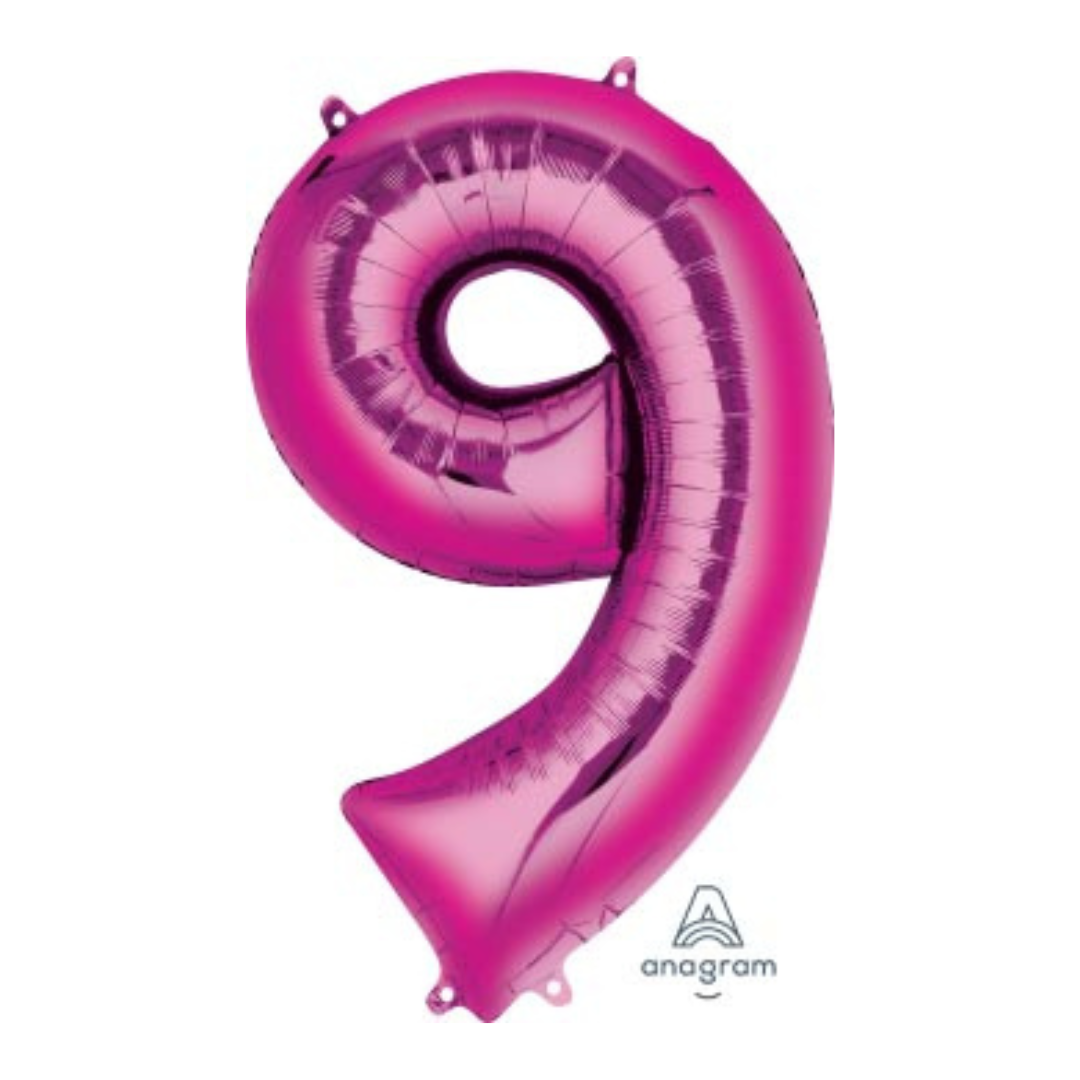 FOIL BALLOON  LARGE CERISE PINK NINE 9