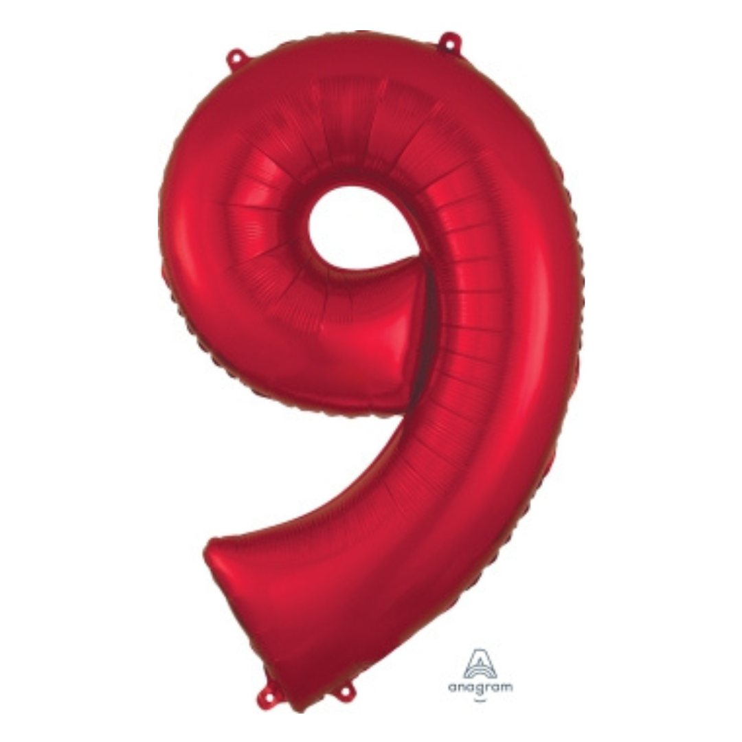 FOIL BALLOON  LARGE RED NINE