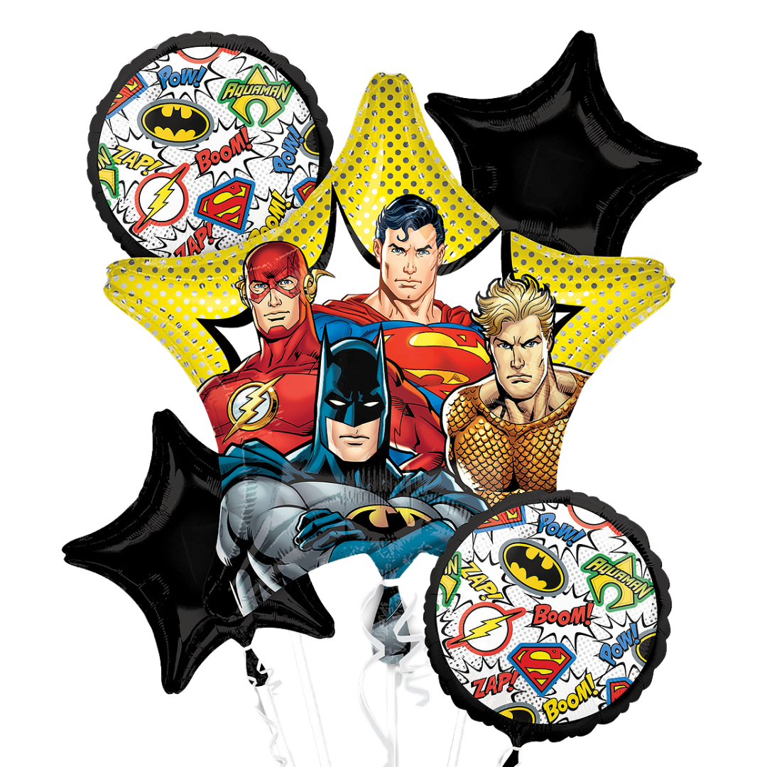 DC Comics Justice League Foil Balloon Bouquet - 5 Pieces