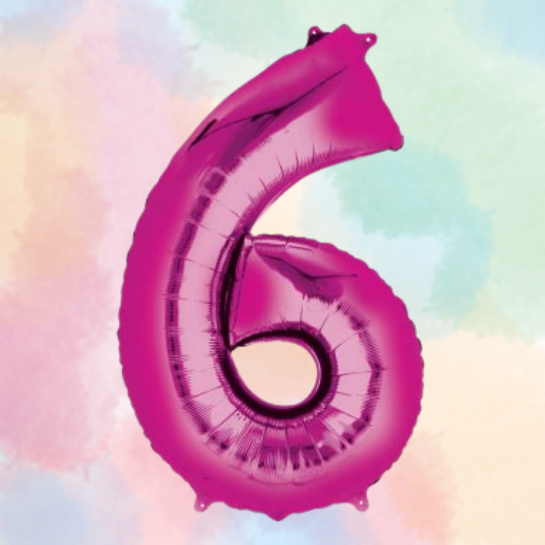 FOIL BALLOON  LARGE CERISE PINK SIX 6