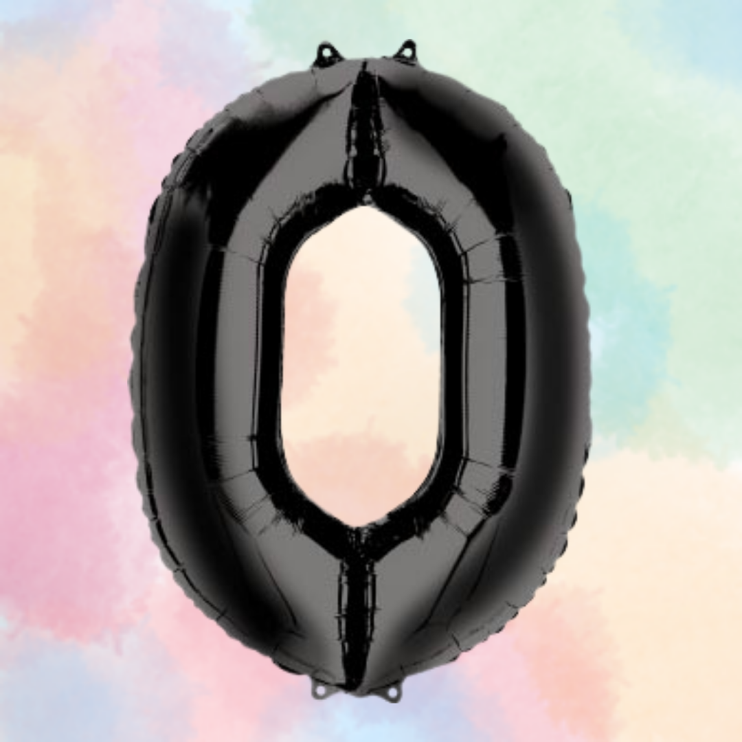 FOIL BALLOON  LARGE BLACK ZERO 0