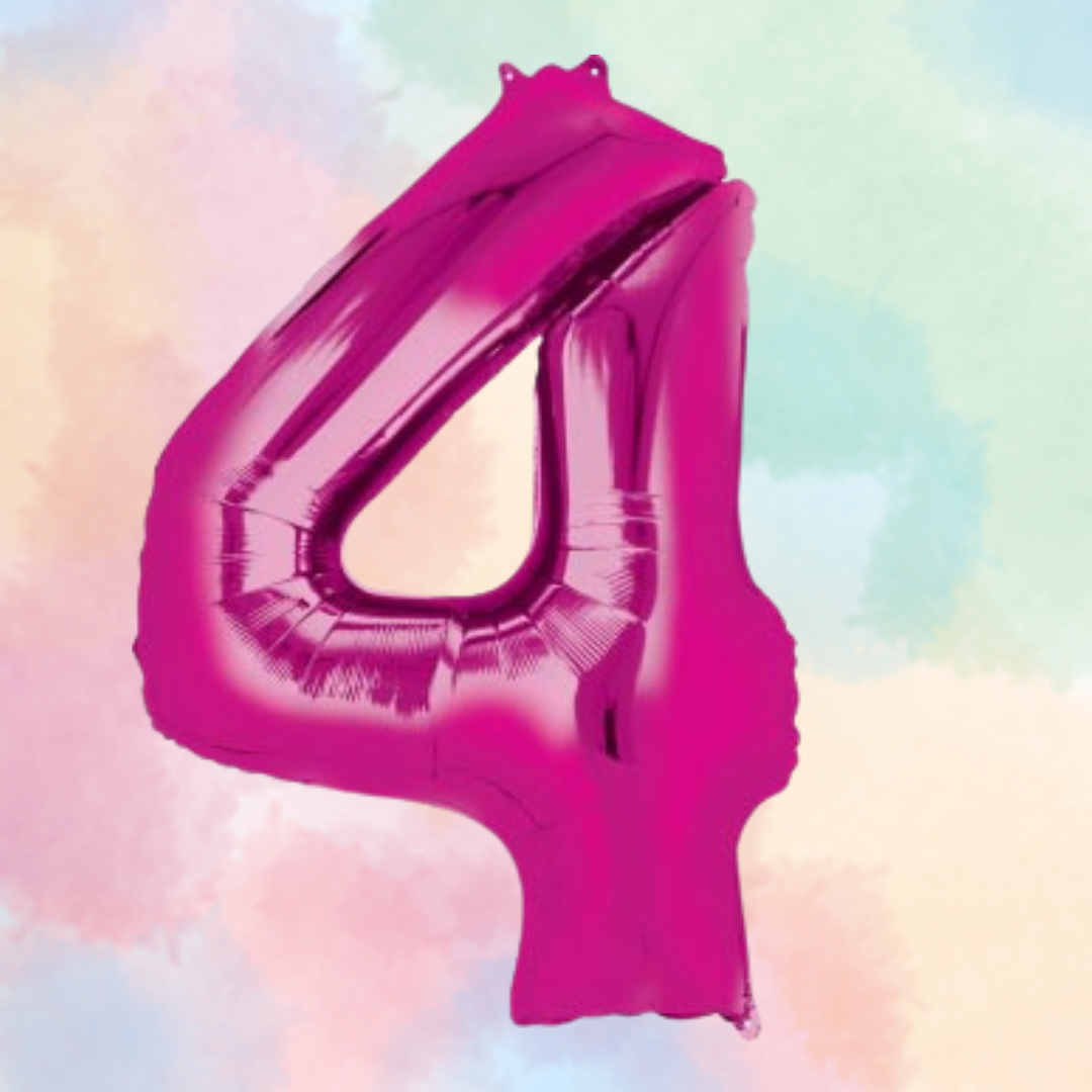 FOIL BALLOON  LARGE CERISE PINK FOUR 4
