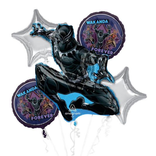 Black Panther Foil Balloon Bouquet - 5 Pieces