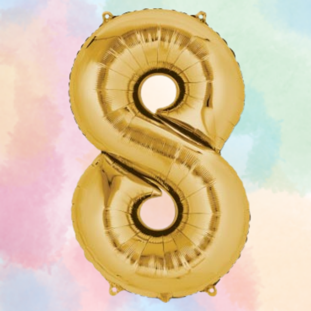 FOIL BALLOON  LARGE YELLOW GOLD EIGHT 8