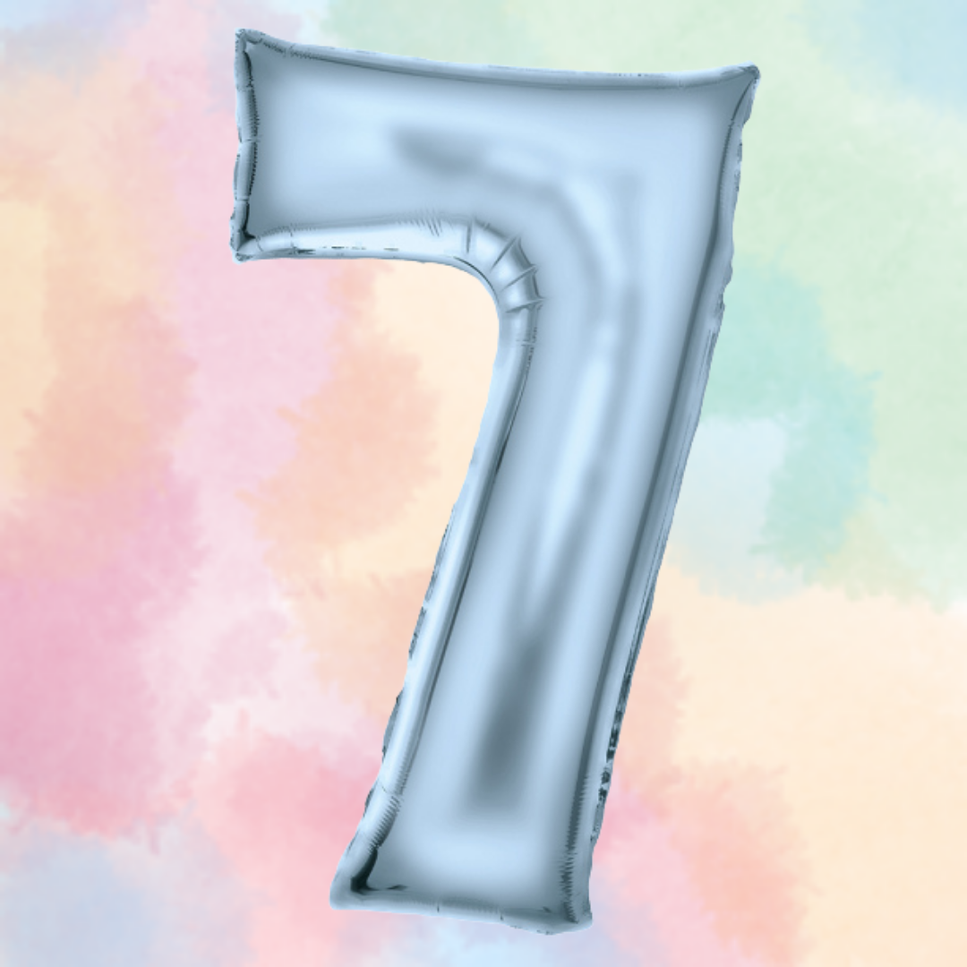 FOIL BALLOON  LARGE PASTEL BLUE SEVEN 7
