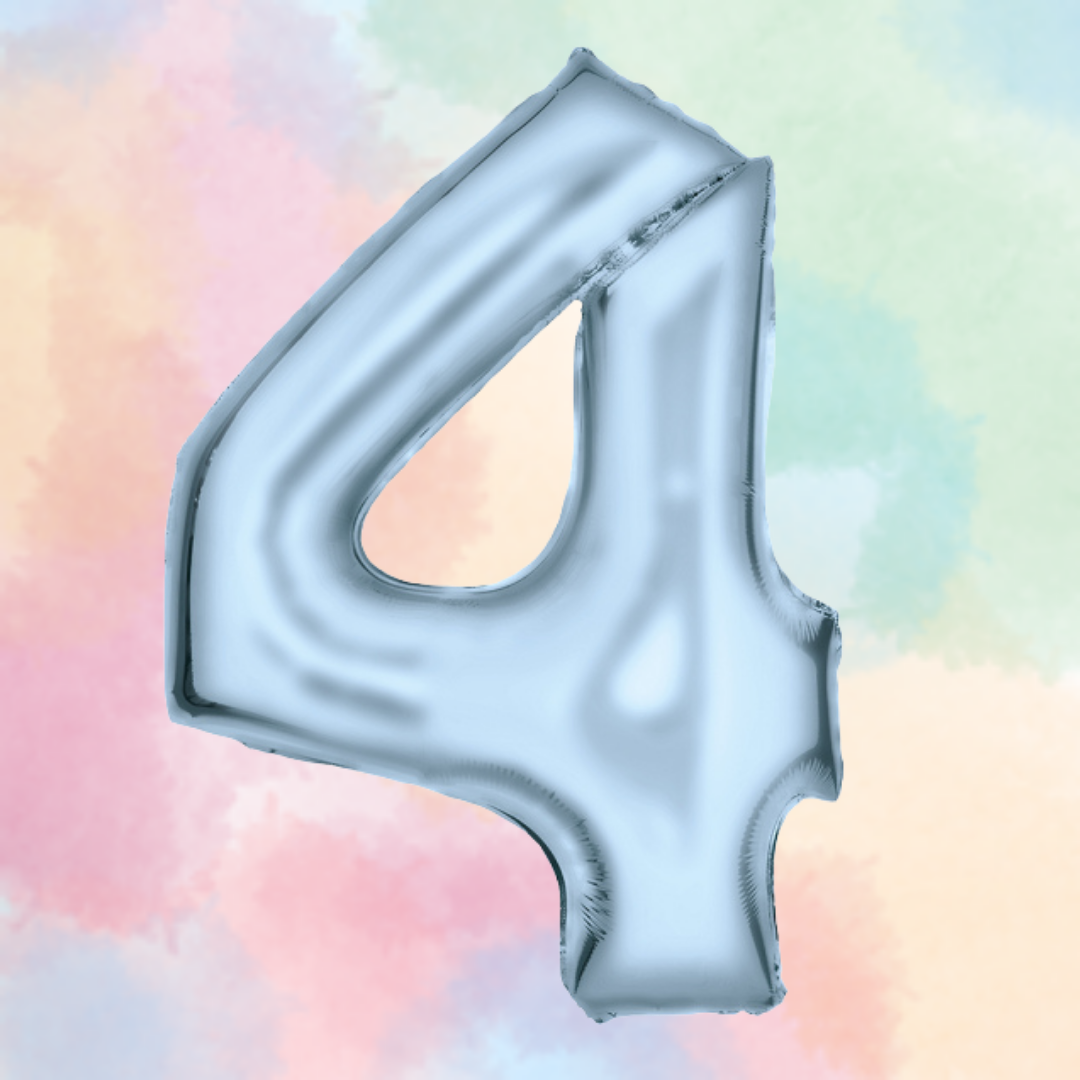 FOIL BALLOON  LARGE PASTEL BLUE FOUR 4