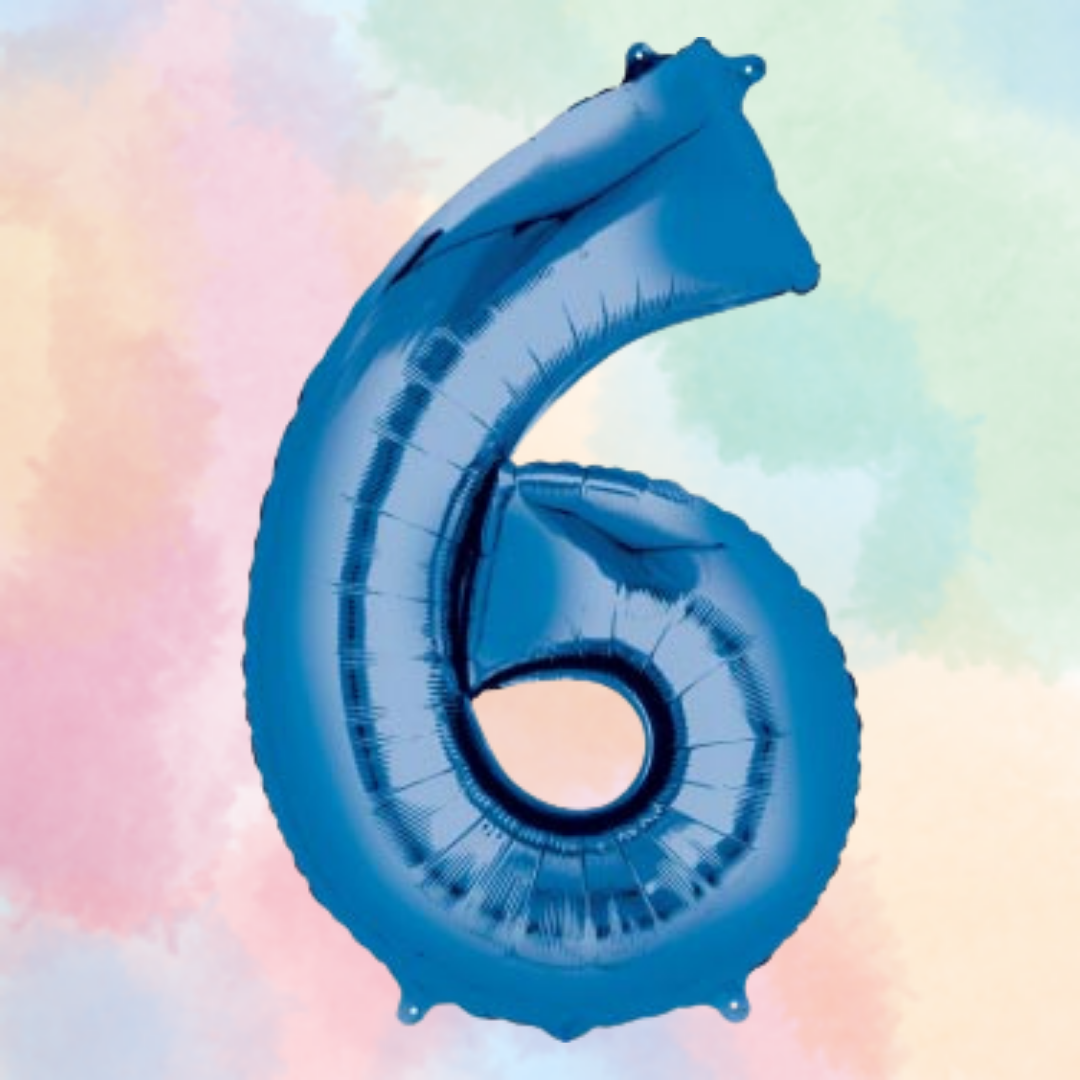 FOIL BALLOON  LARGE BLUE SIX 6
