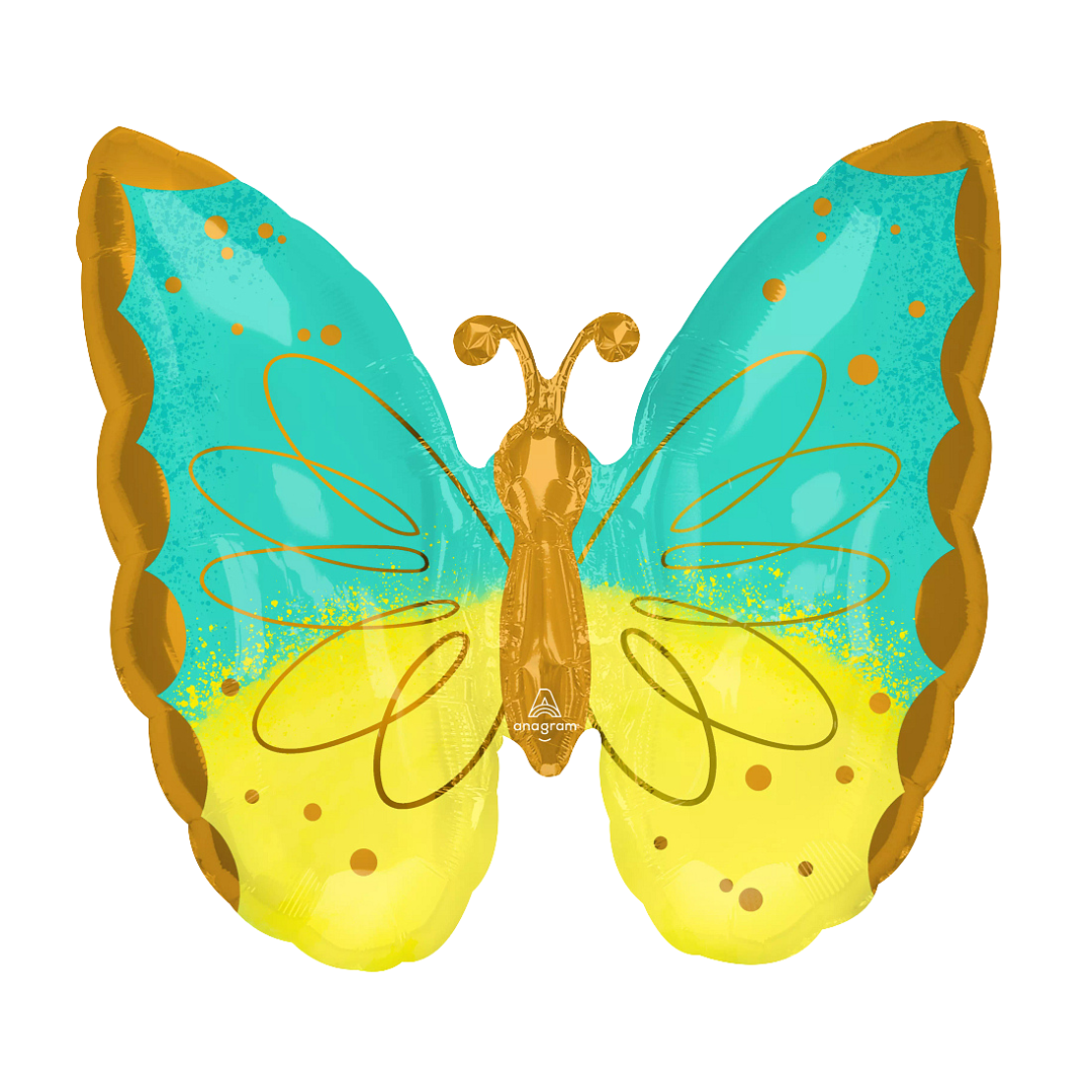 Teal Butterfly Large SuperShape Foil Balloon